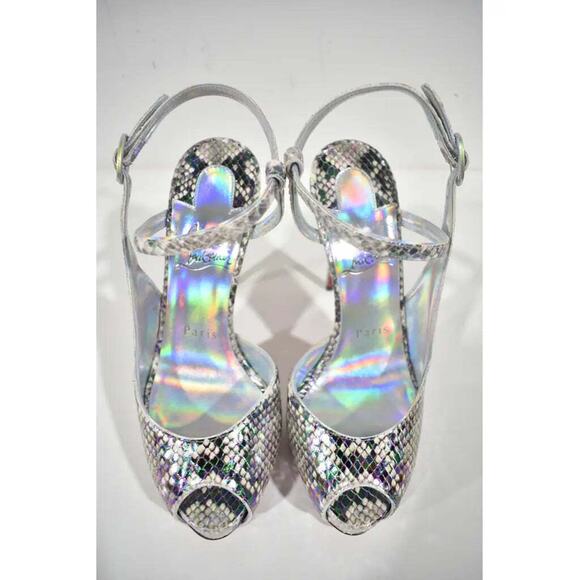 Christian Louboutin Jenlove Alta 120 Grey Snake Platform Sandal Heel Pump 38.5 - Picture 7 of 12